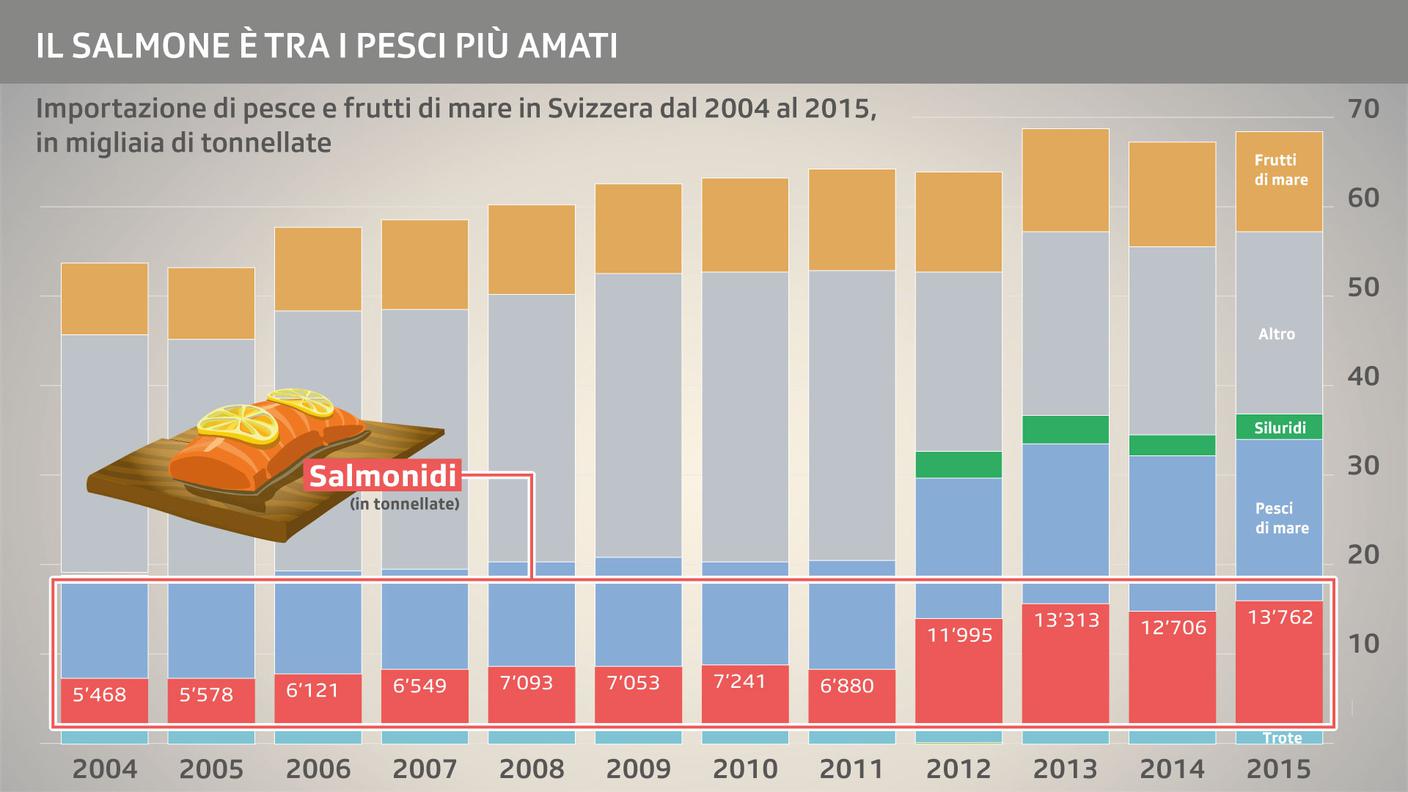 La quantità di salmone importato in Svizzera è in crescita