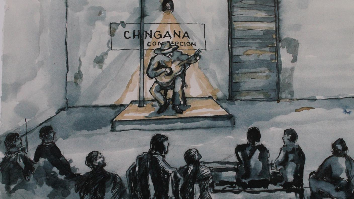 Il teatro - Disegno di Enrique Olivares Aguirre