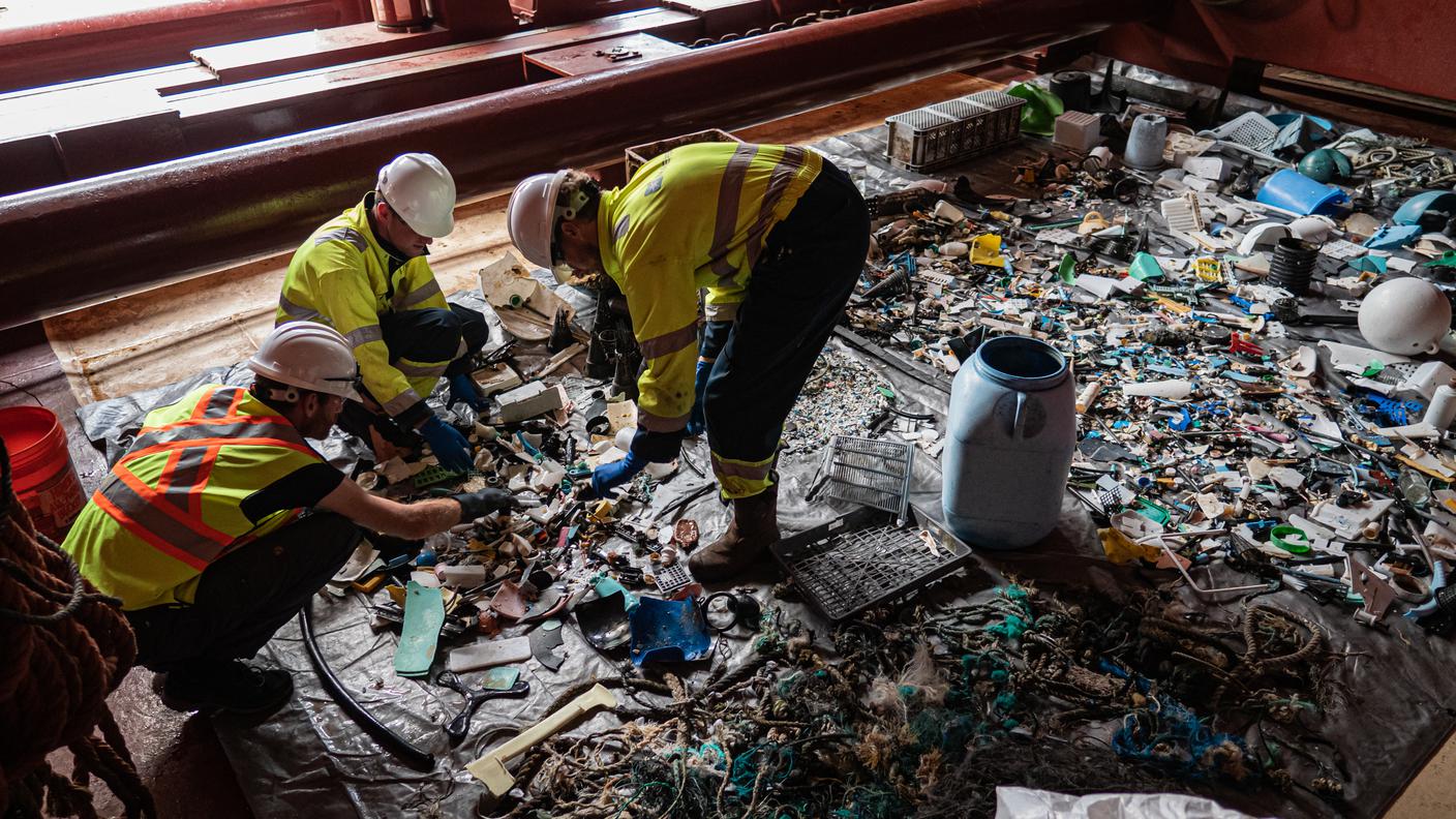 La plastica viene portata a riva e catalogata