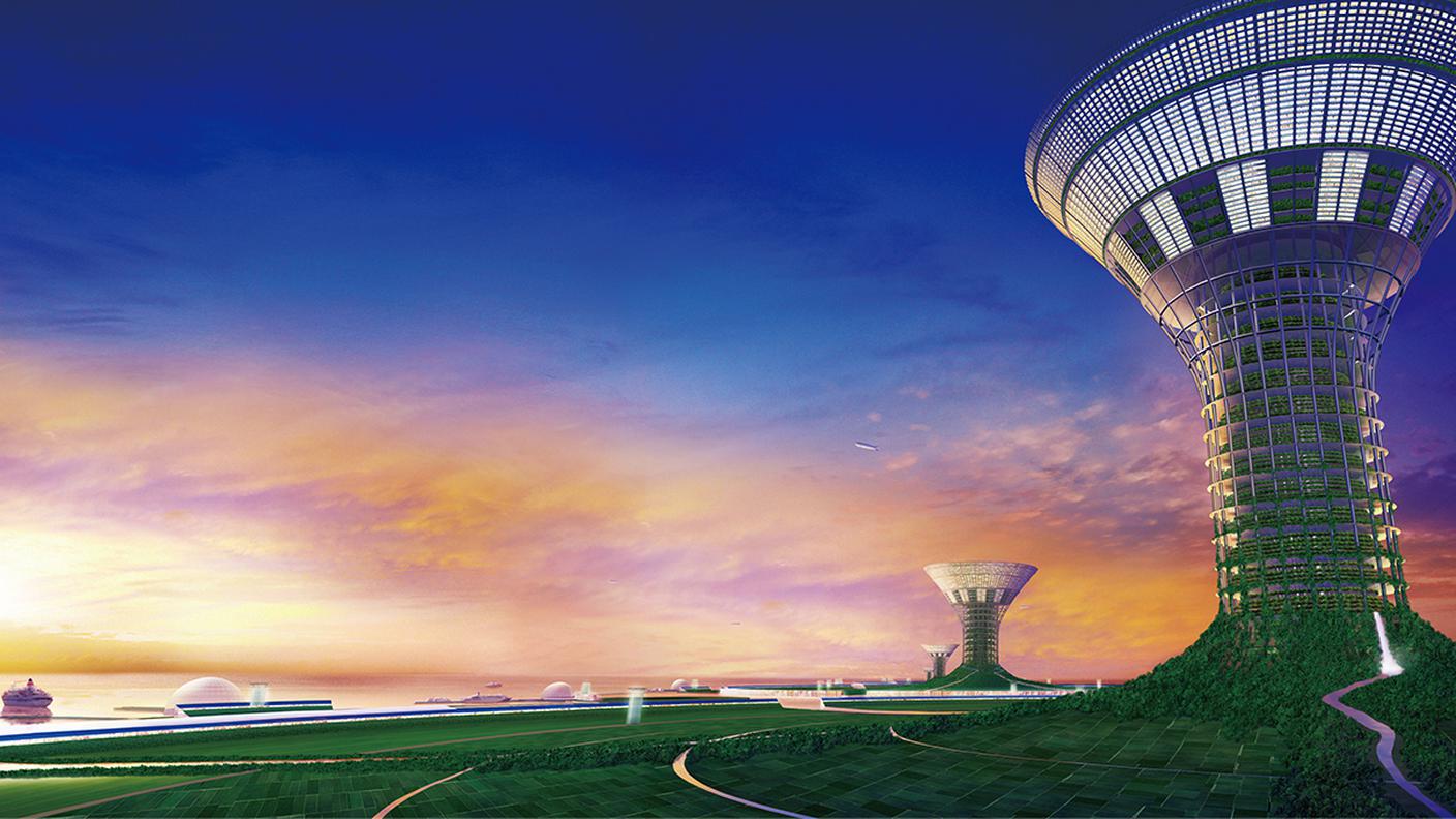 Una torre della Green Float, il progetto giapponese per creare una cittadinanza resiliente a Kiribati