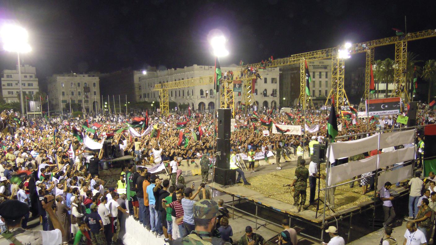 Tripoli, 2011. La piazza dei martiri (ex piazza verde) nel giorno della liberazione della Capitale