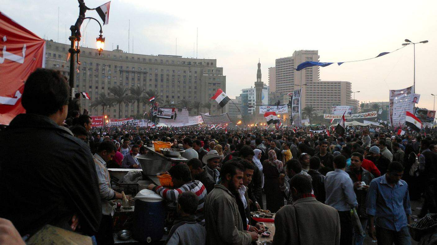 Una veduta di piazza Tahrir nel febbraio del 2011