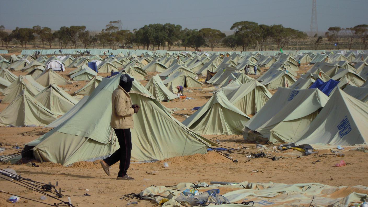 Un campo profughi in Libia