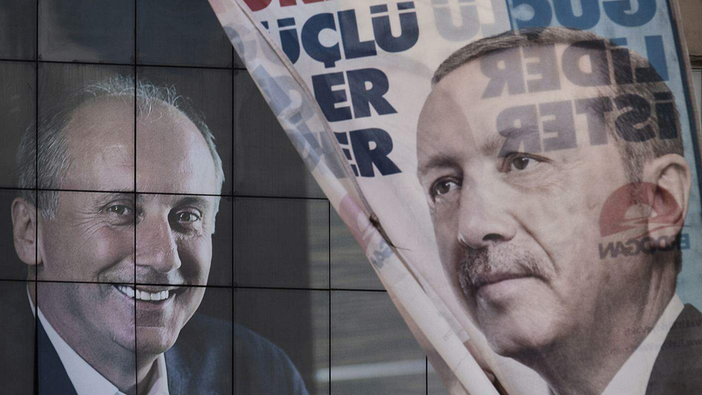 Recep Tayyip Erdoğan (a destra), attuale presidente della Turchia, e Muharrem İnce,leader del Partito Popolare Repubblicano (CHP) suo principale sfidante alle elezioni presidenziali del 24 giugno.