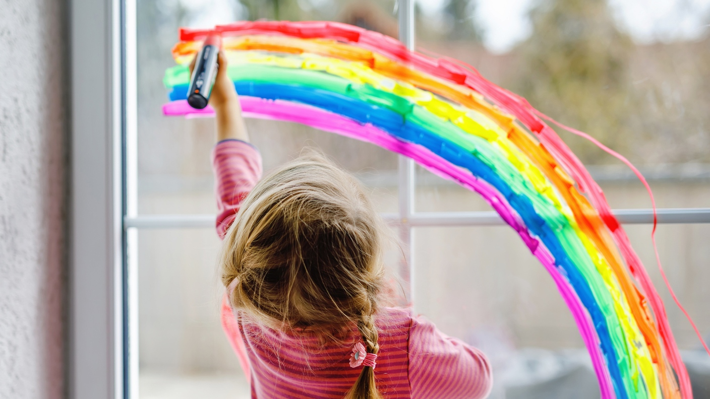 ARCOBALENO, COLORI, BAMBINO, DISEGNO