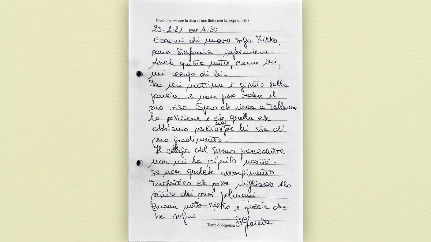 Un estratto dal diario di Mirko Achermann: la scrittura è empatica e in prima persona 