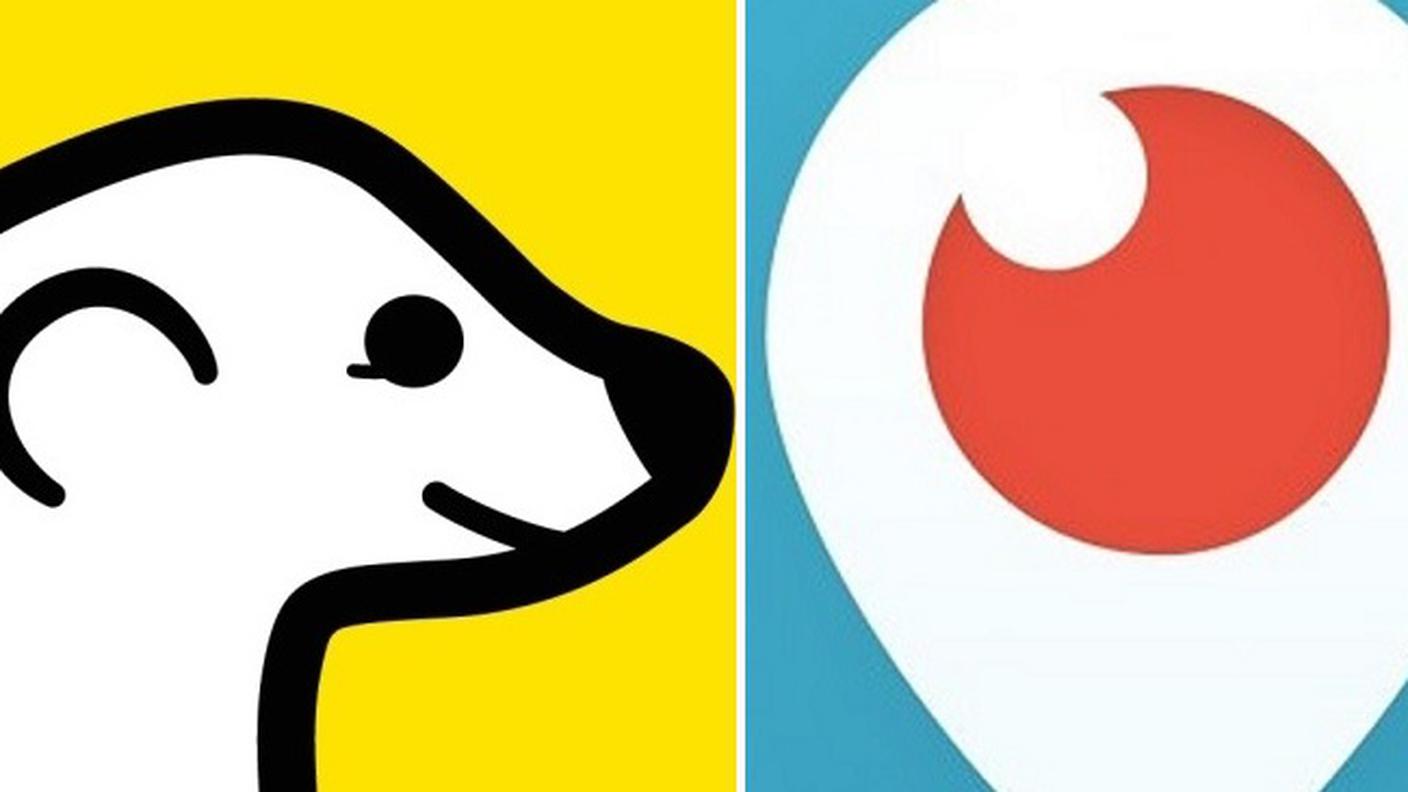 I loghi delle due app concorrenti, Meerkat e Periscope