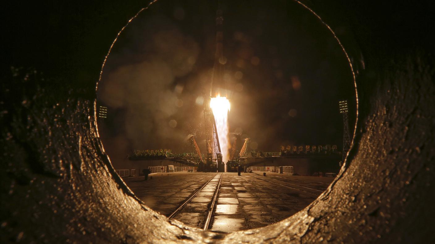 Una fase del lancio della Soyuz