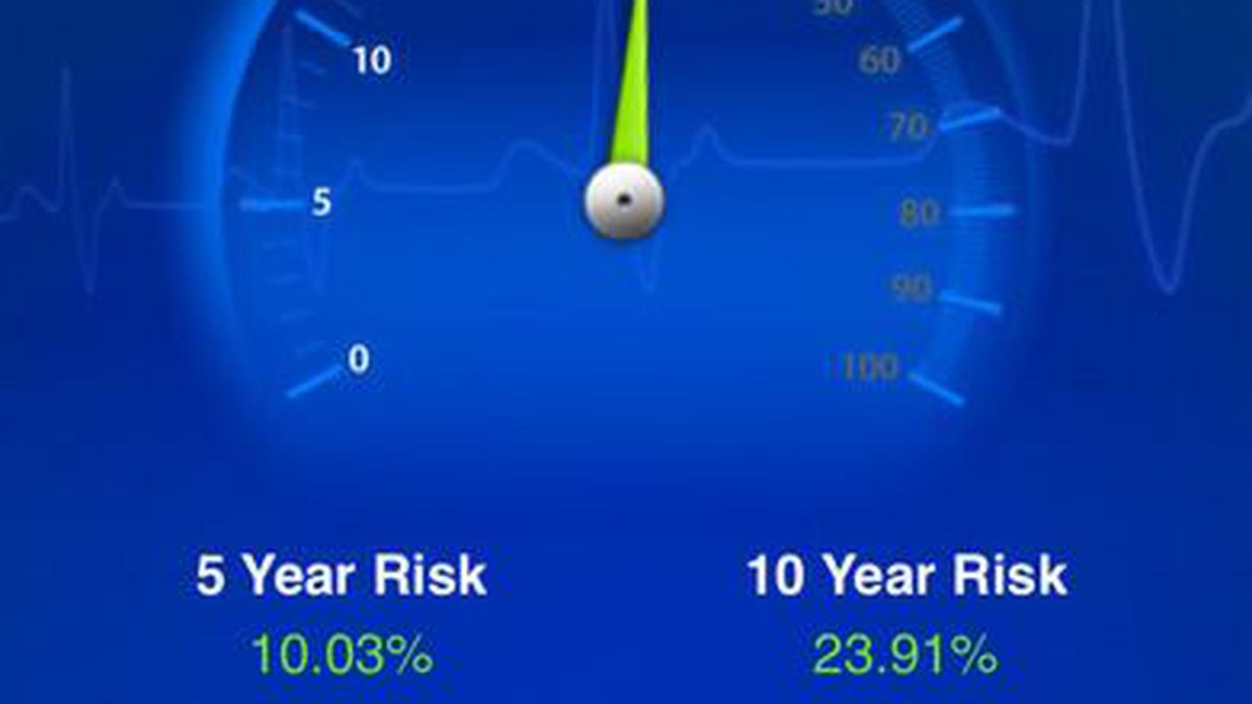 Una schermata dell'app Stroke Riskometer