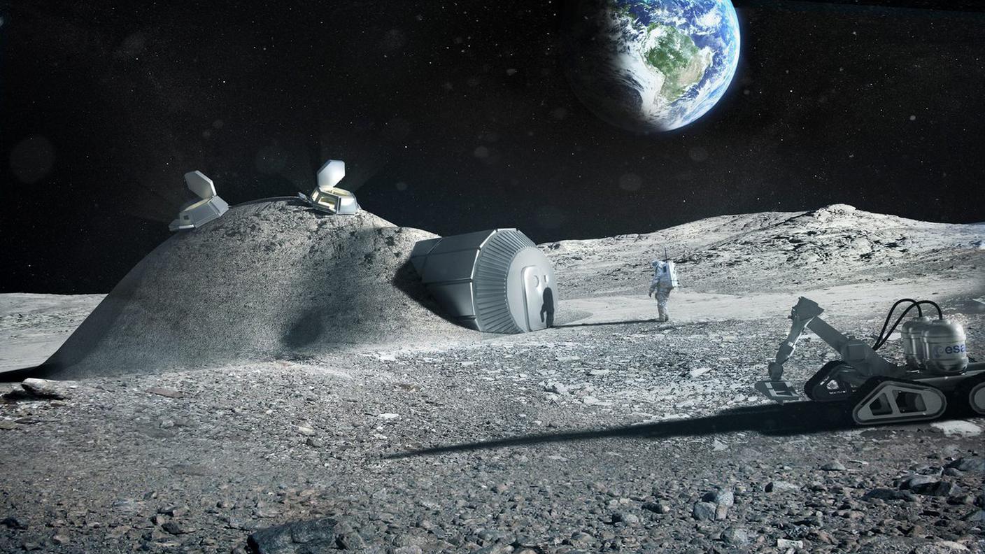 L'ingresso della base lunare nel rendering ESA
