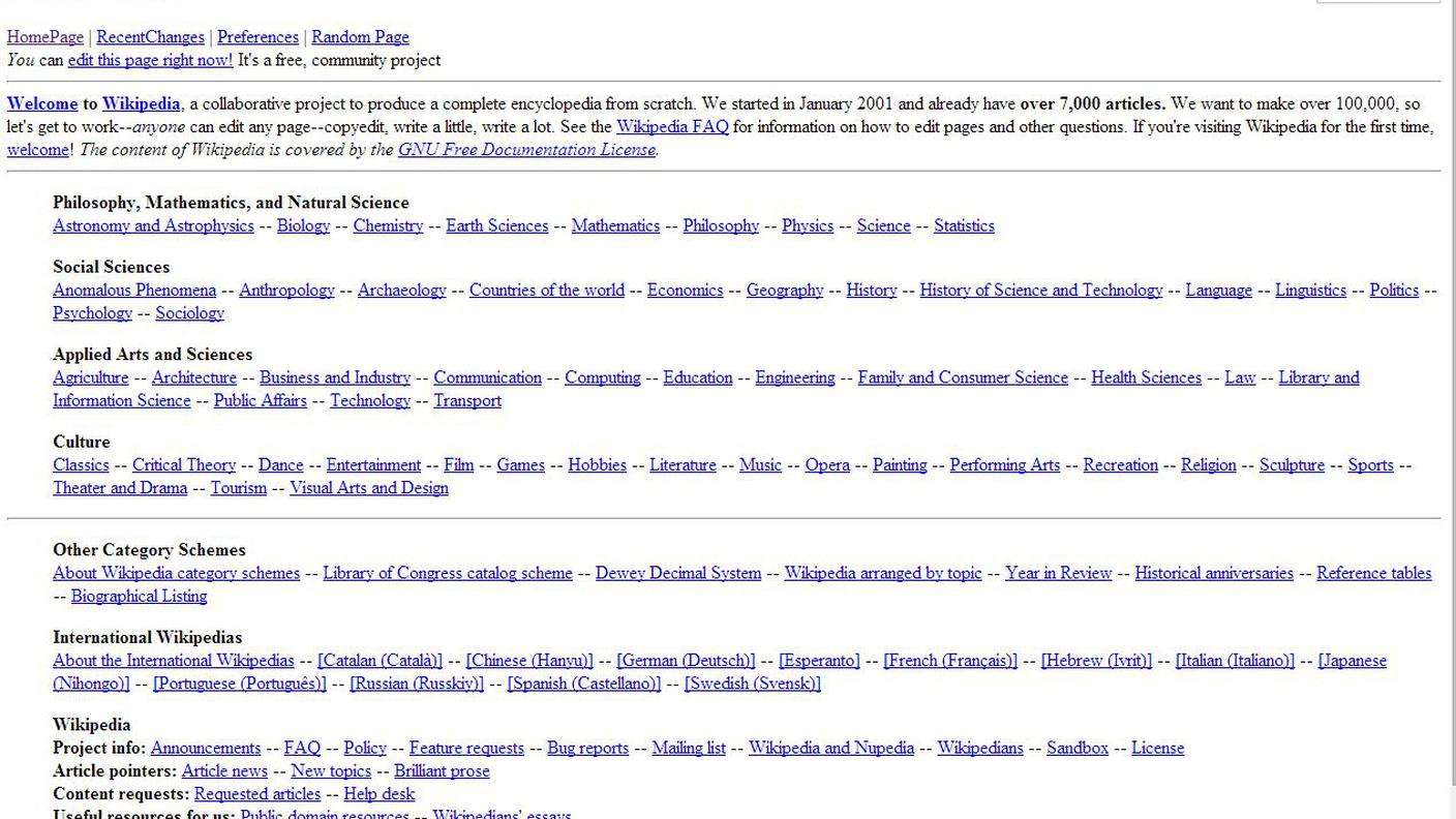 Wikipedia 2001