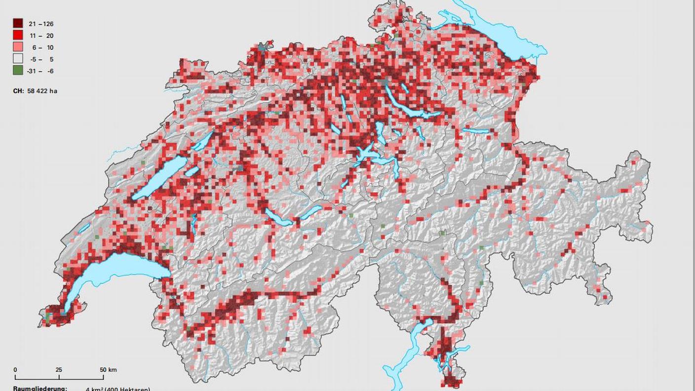 L'evoluzione  del consumo del territorio svizzero: il confronto tra 1985 e 2004