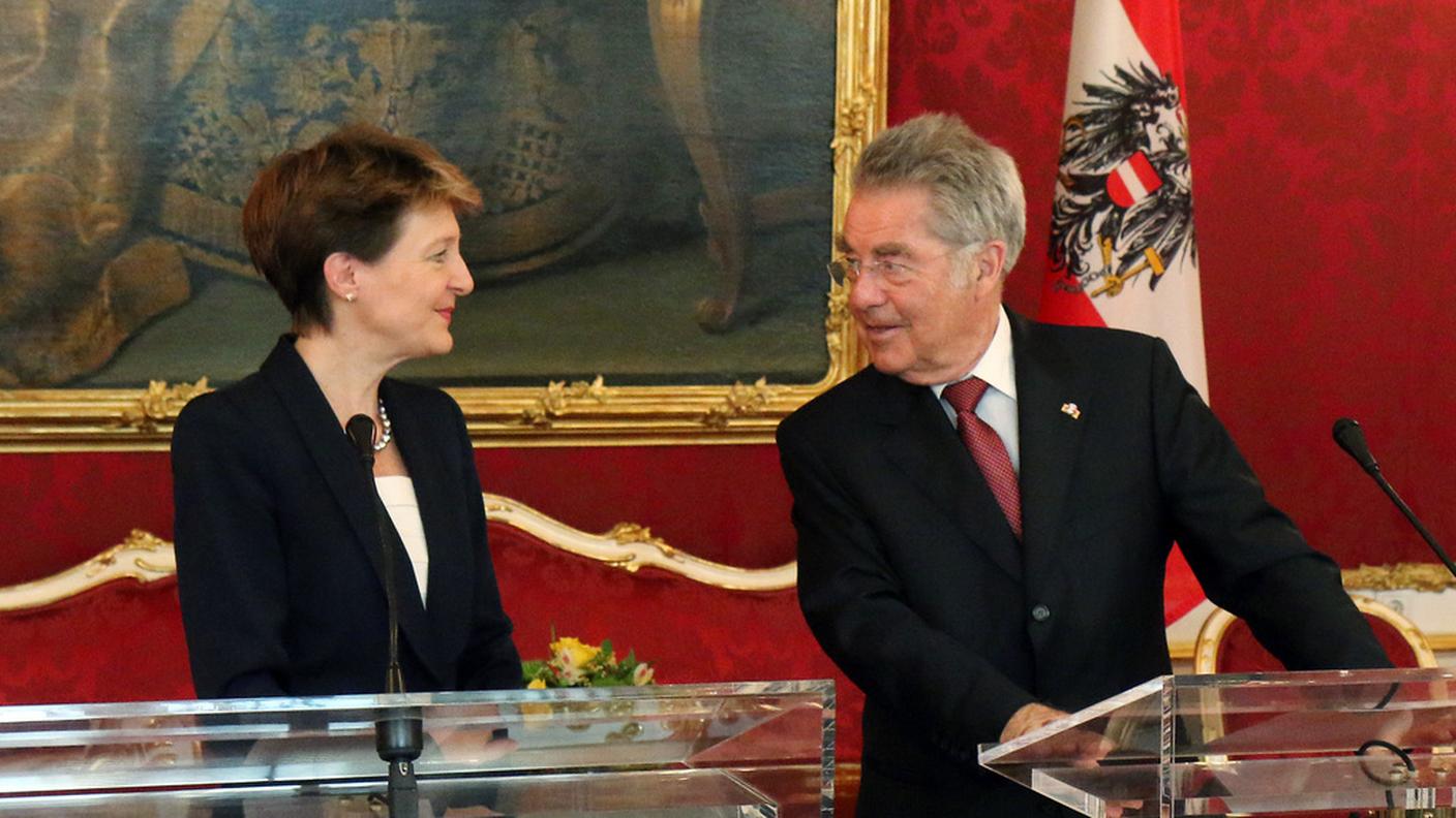 La presidente della Confederazione e il presidente austriaco