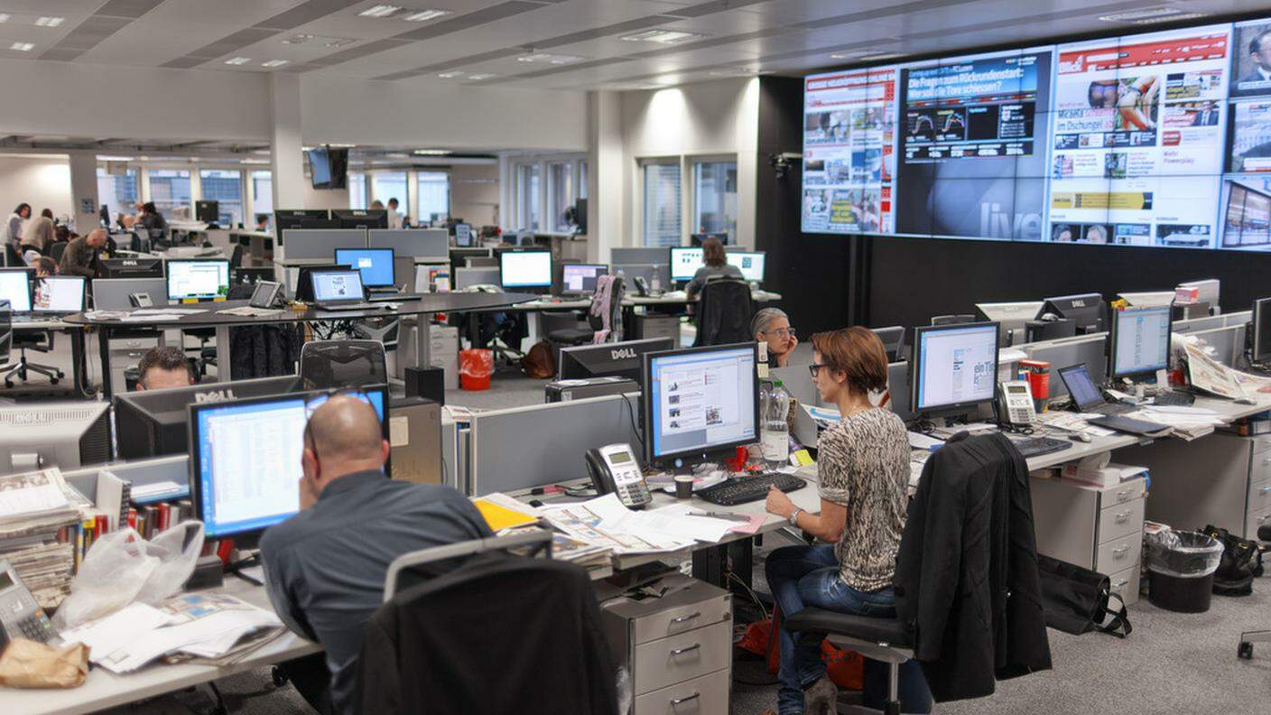 La newsroom Ringier dove si confezionano Sonntagsblick, Bilck, Blick am Abend e blick.ch