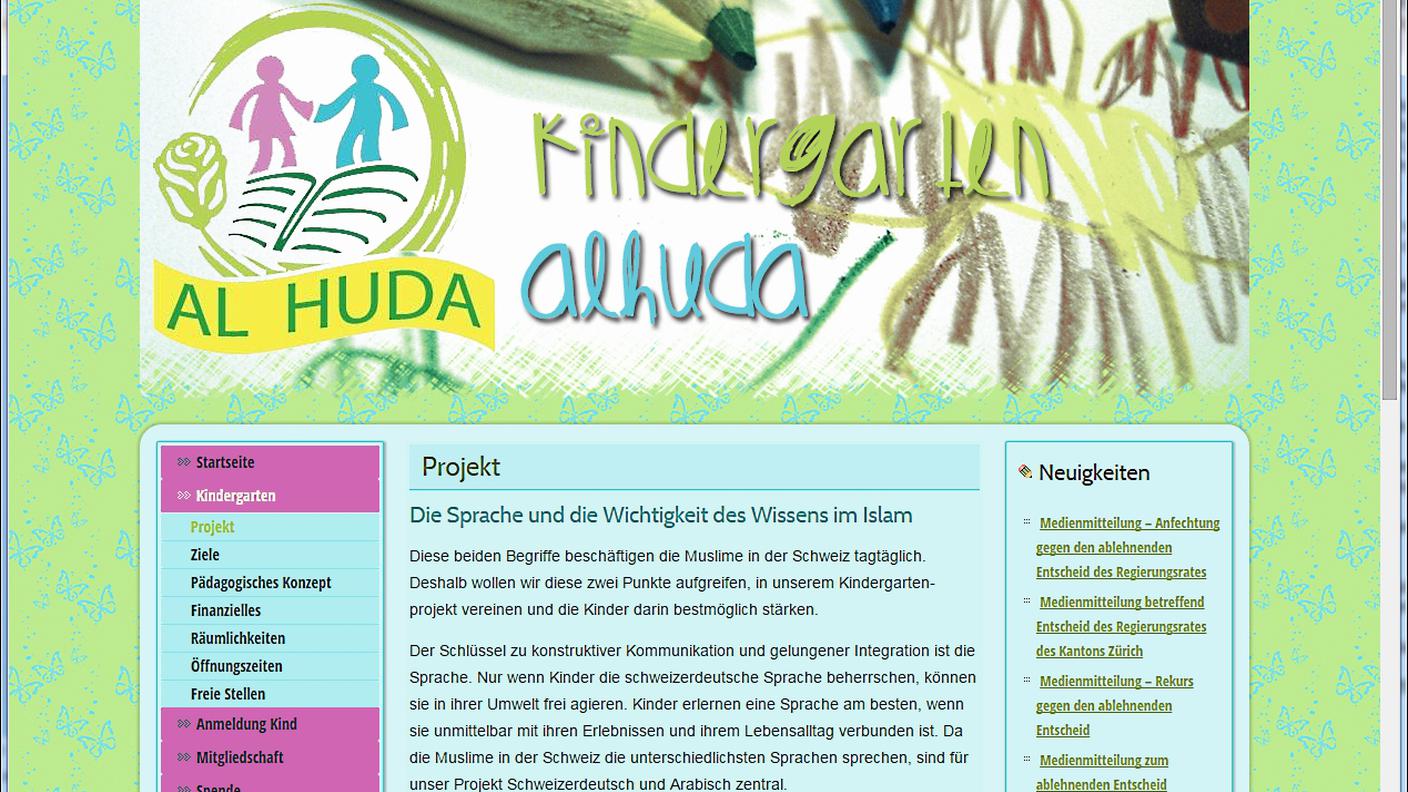 Il sito web del progetto "Kindergarten al Huda"