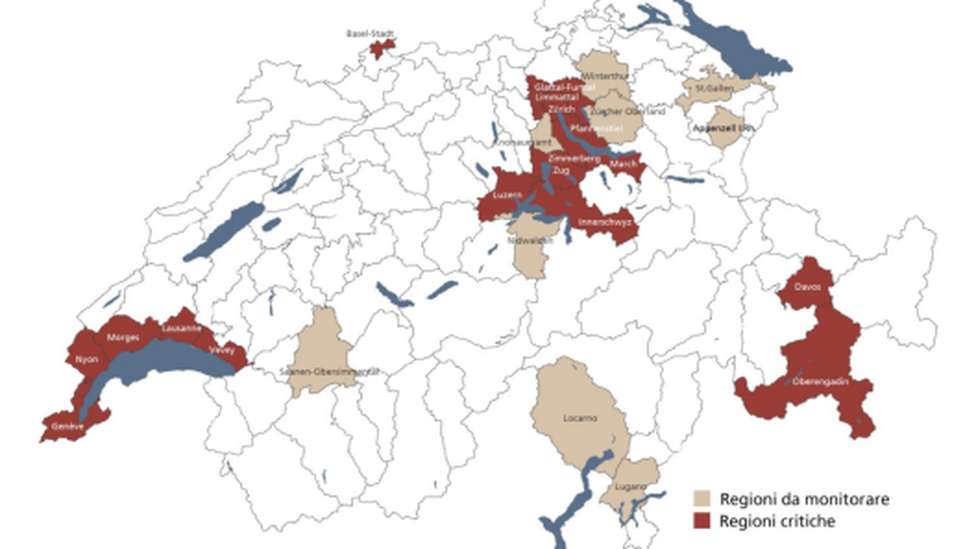 L'attuale cartina del rischio di bolla immobiliare