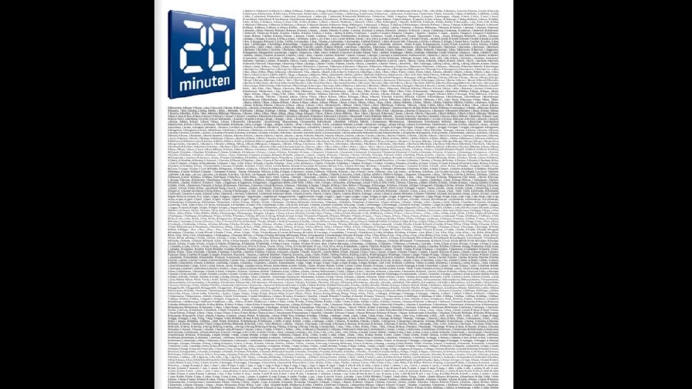 La copertina di 20 Minuten comprata dal giovane