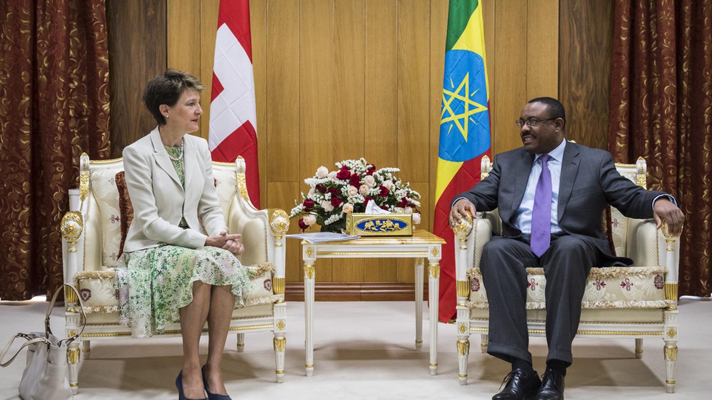 La presidente della Confederazione con il premier etiope Hailemariam Dessalegn
