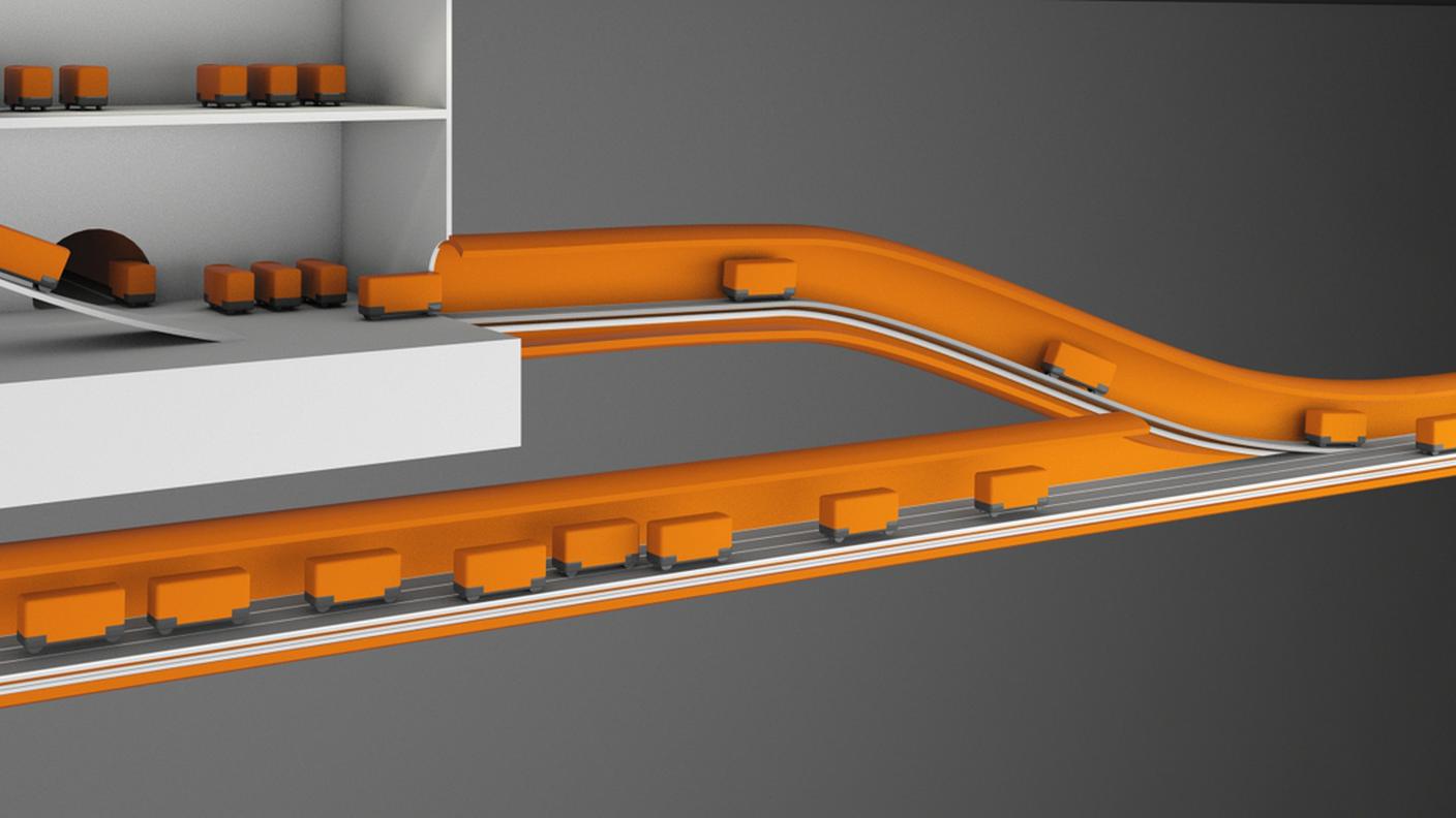 Un rendering del sistema di trasporto-merci sotterraneo