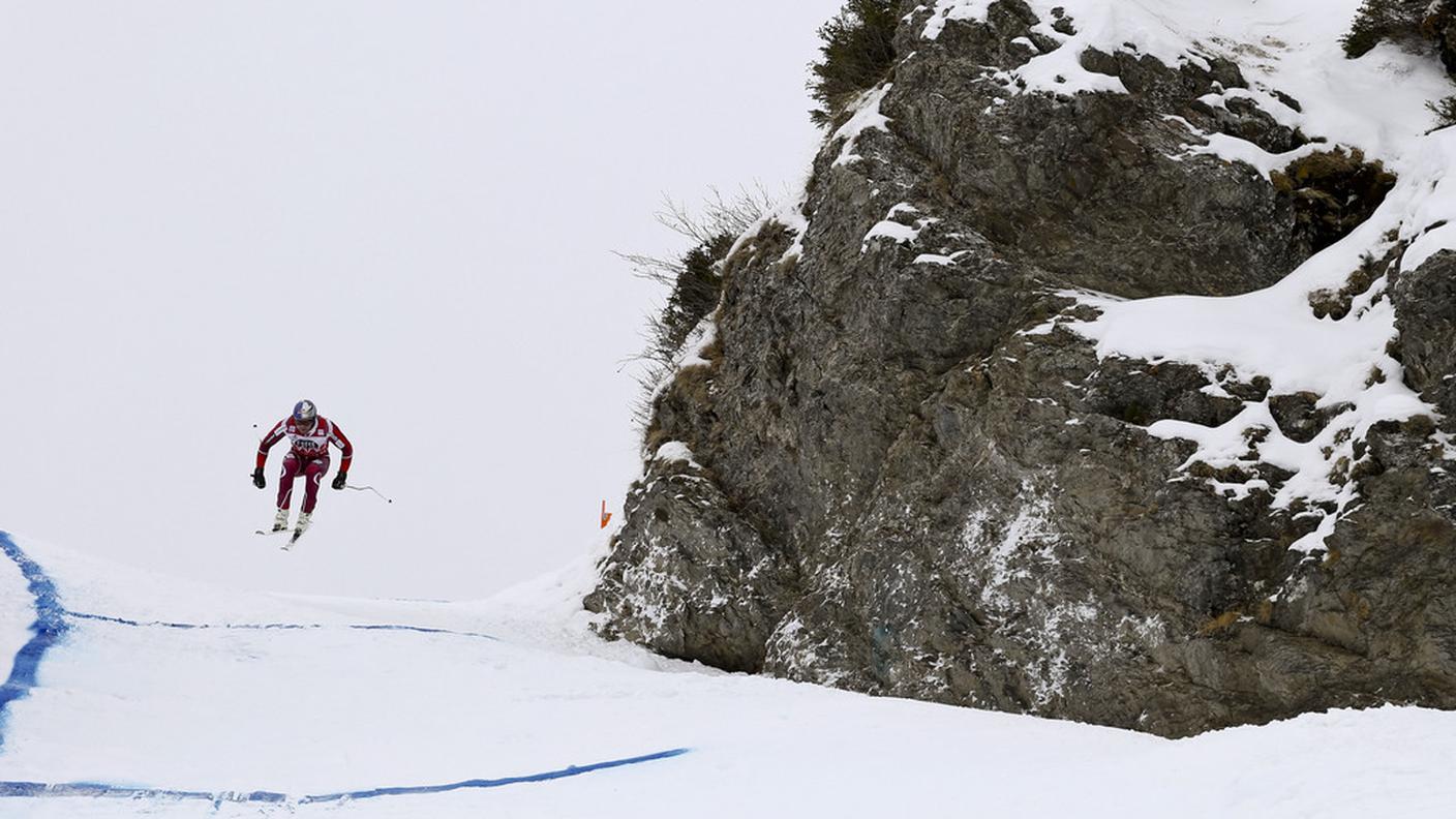 Un passaggio della famosa discesa del Lauberhorn a Wengen