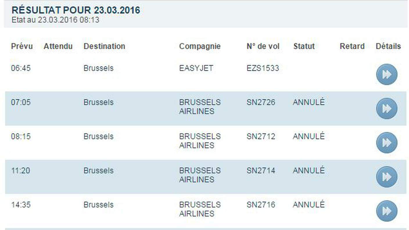 Annullati tutti i voli tra Svizzera e Belgio