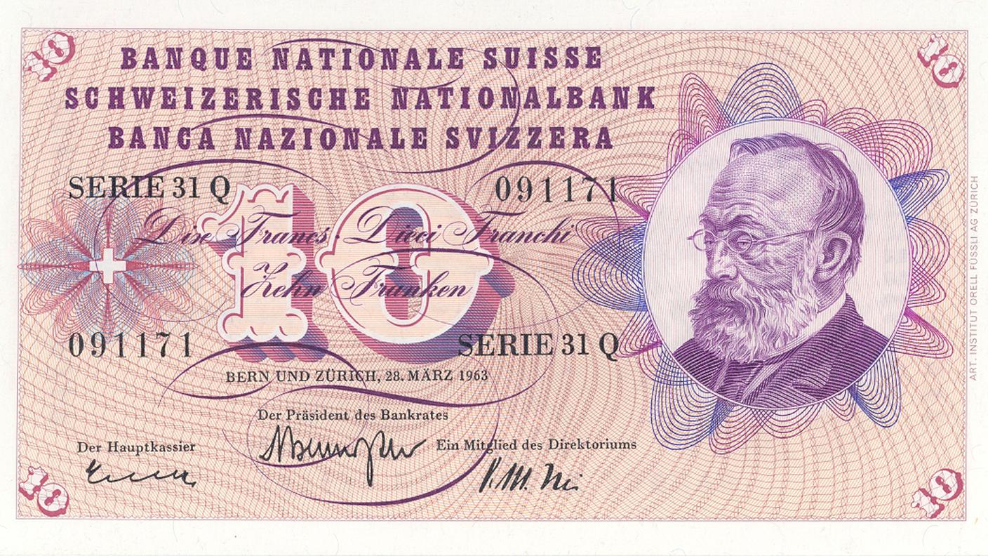 Il "10 franchi" che raffigurava Gottfried Keller