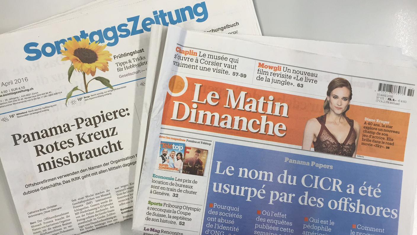 Le prime pagine di Le Matin Dimanche e  SonntagsZeitung