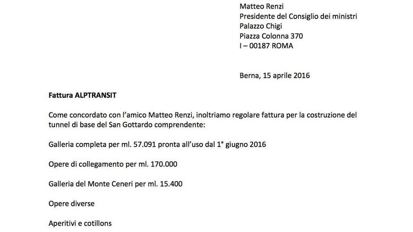 La lettera di Maurer a Renzi per il pagamento (clicca sull'immagine per ingrandirla)