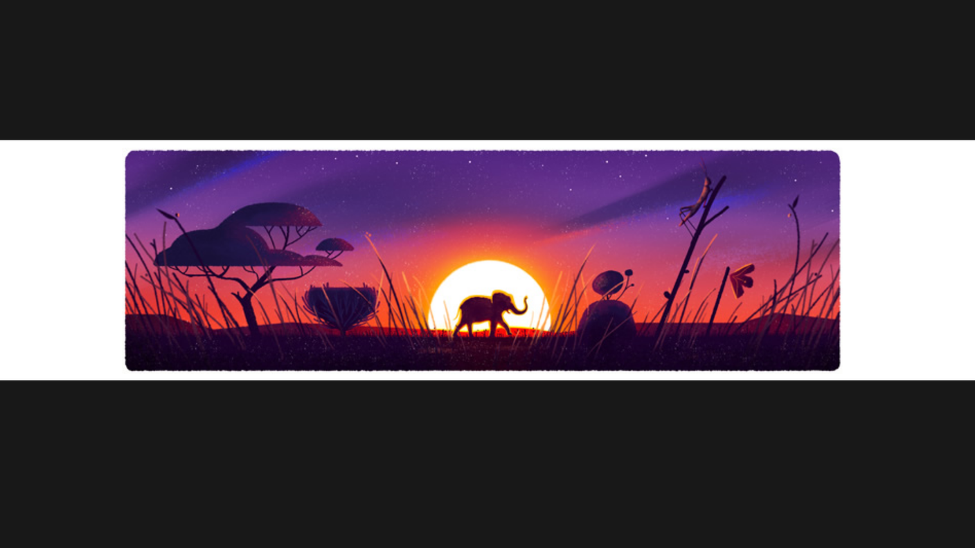 Un tramonto africano in uno dei doodle di Google di oggi