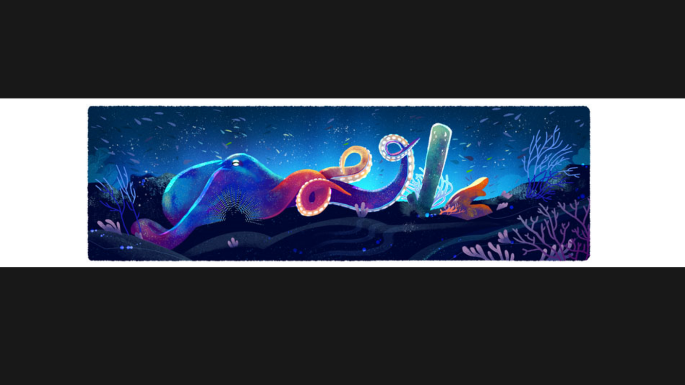 Polpo tra coralli in uno dei doodle di Google di oggi