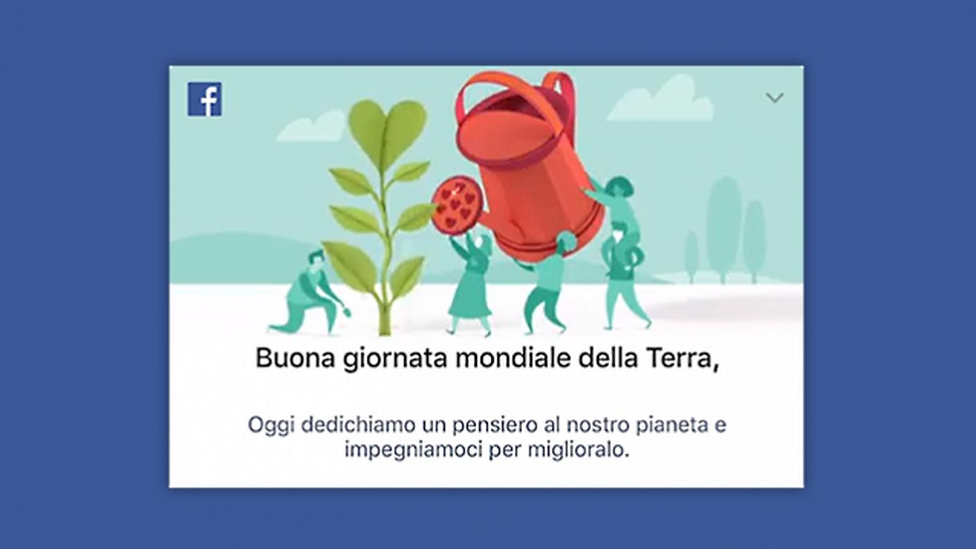 Buona giornata della Terra da Facebook. Per la prima volta il bigliettino è animato