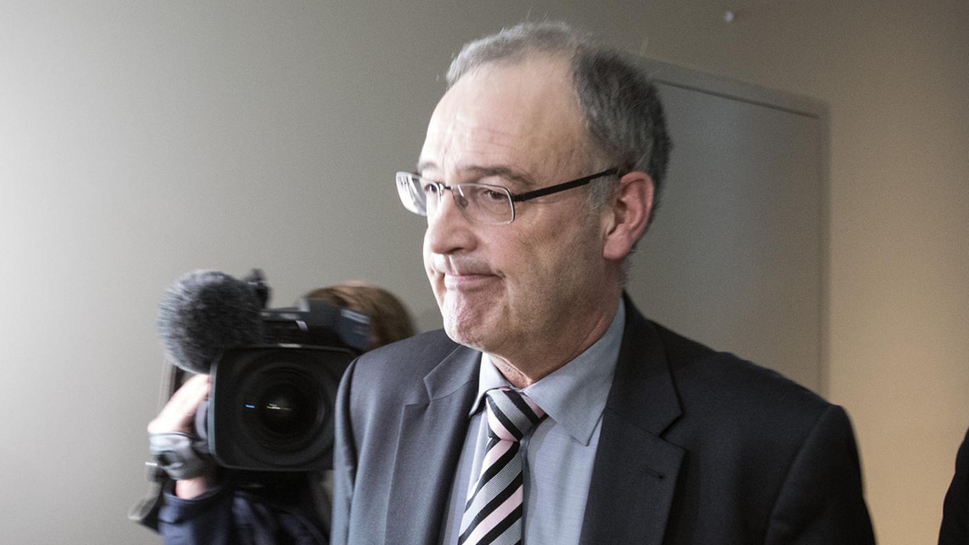 Il consigliere federale, oggi pomeriggio a Berna, davanti ai media