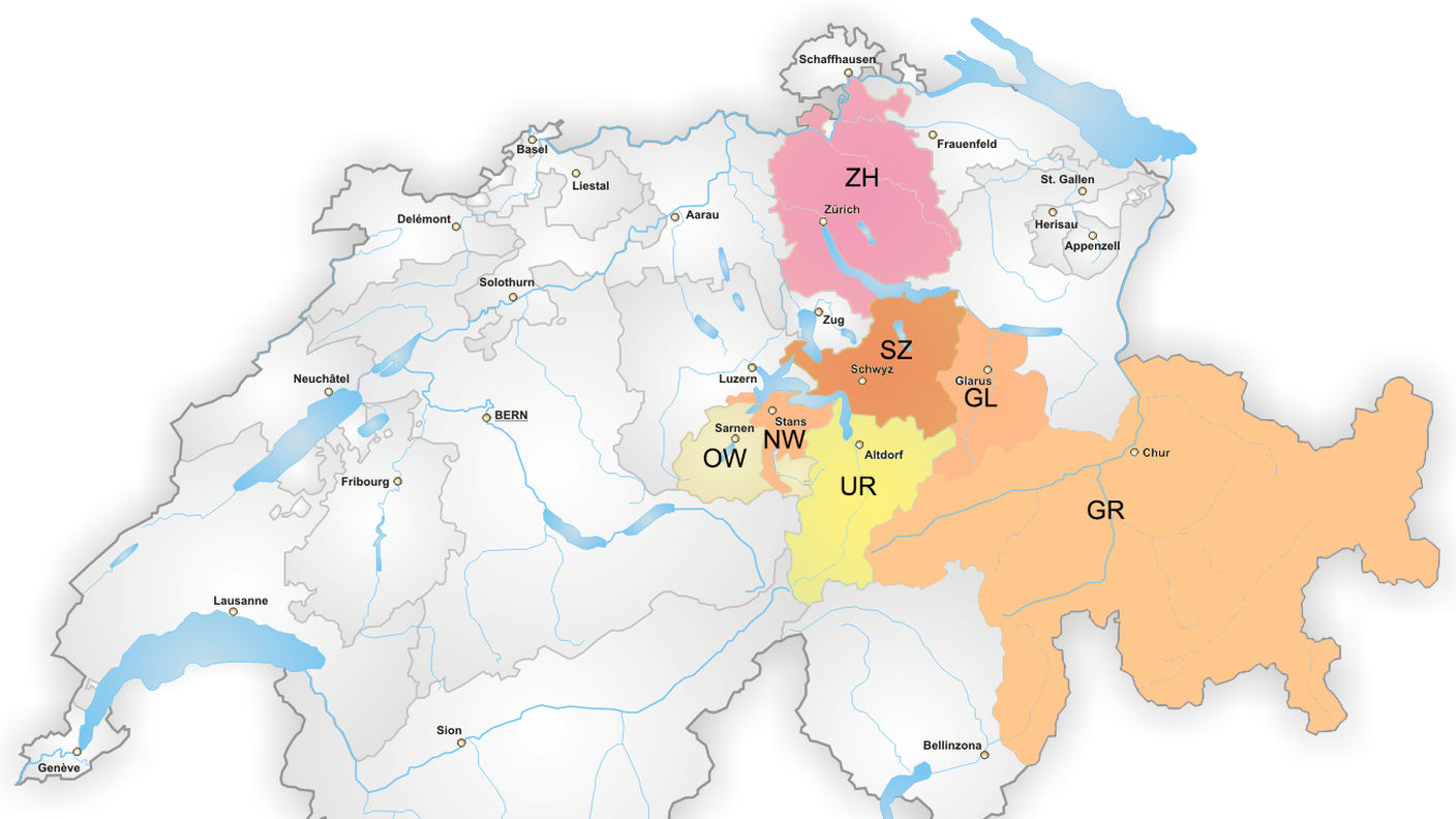 L'attuale estensione territoriale della diocesi di Coira