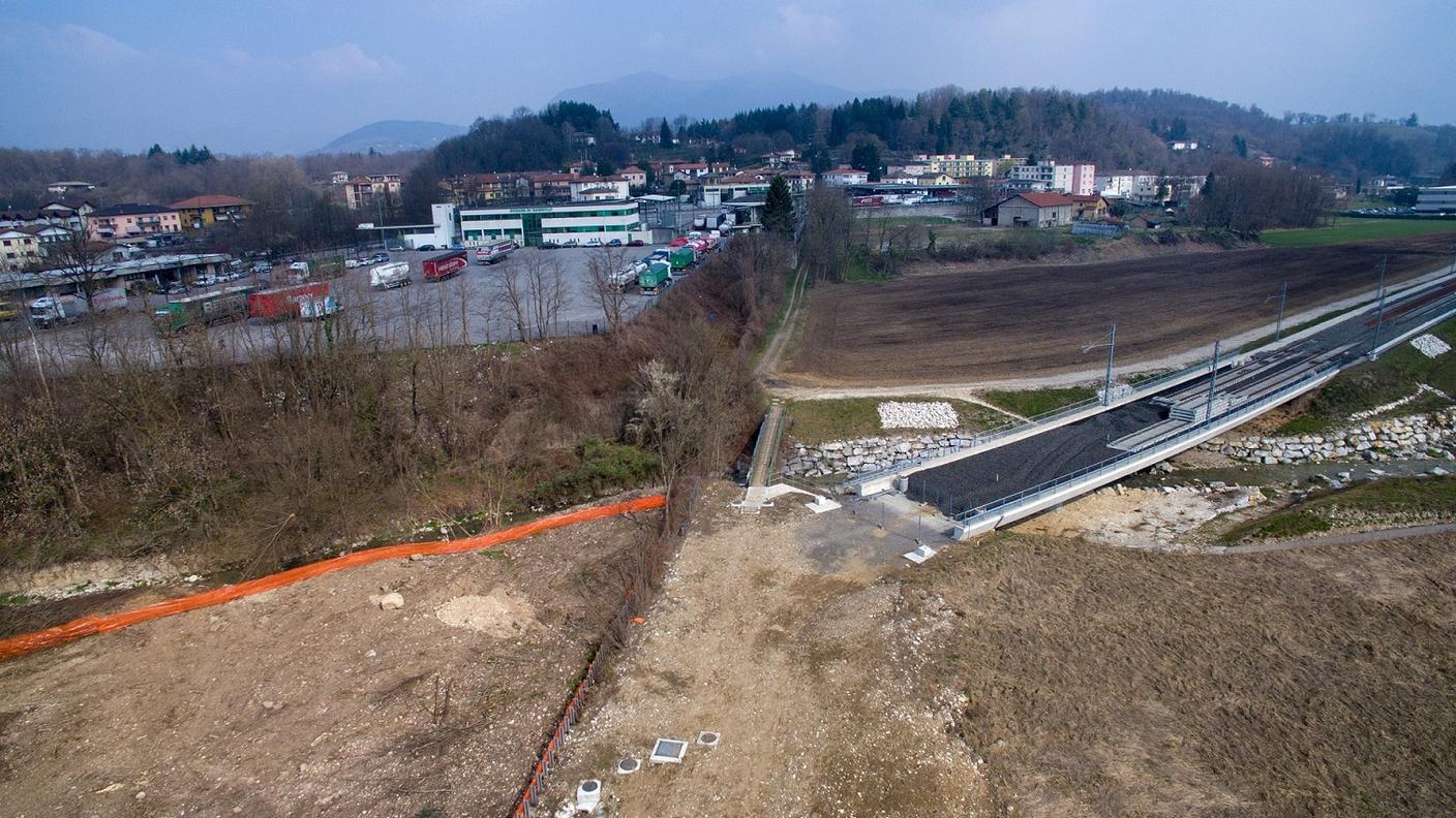 Un punto del cantiere della Stabio-Arcisate qualche settimana fa