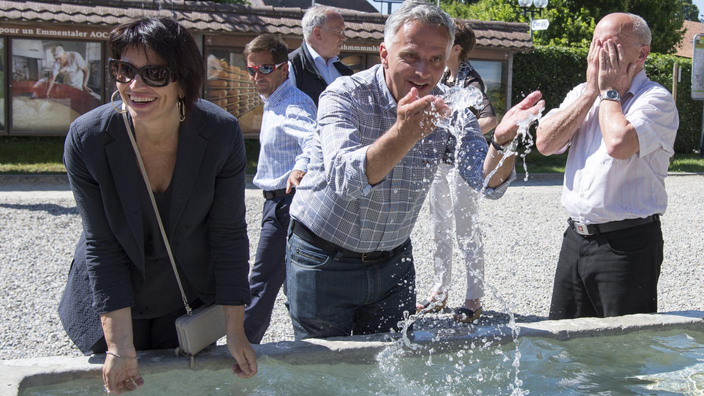 Doris Leuthard, Didier Burkhalter e Ueli Maurer ad Affoltern (7 luglio)