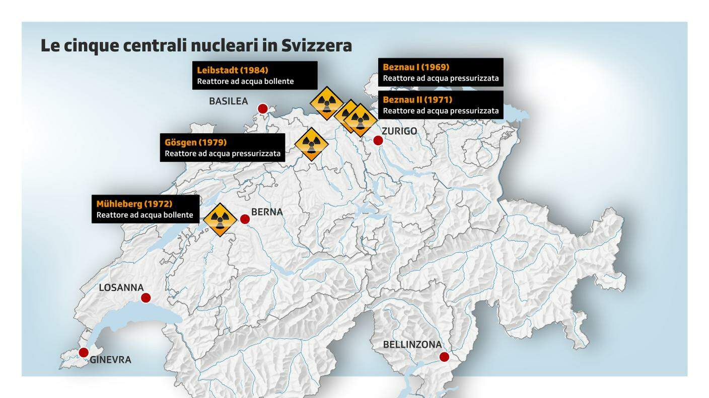 Dove si trovano le cinque centrali nucleari svizzere