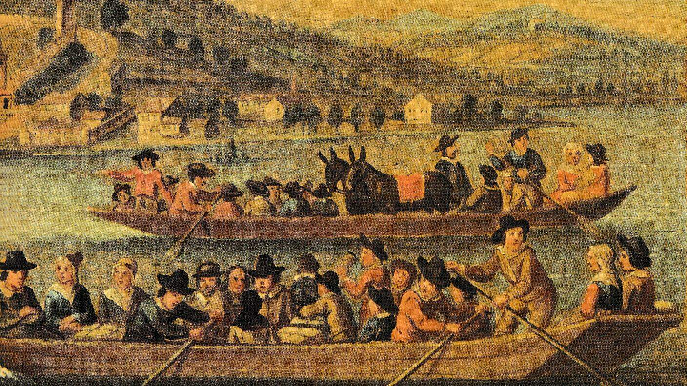 Una raffigurazione dell'arrivo a Zurigo, nel 1555, dei protestanti locarnesi
