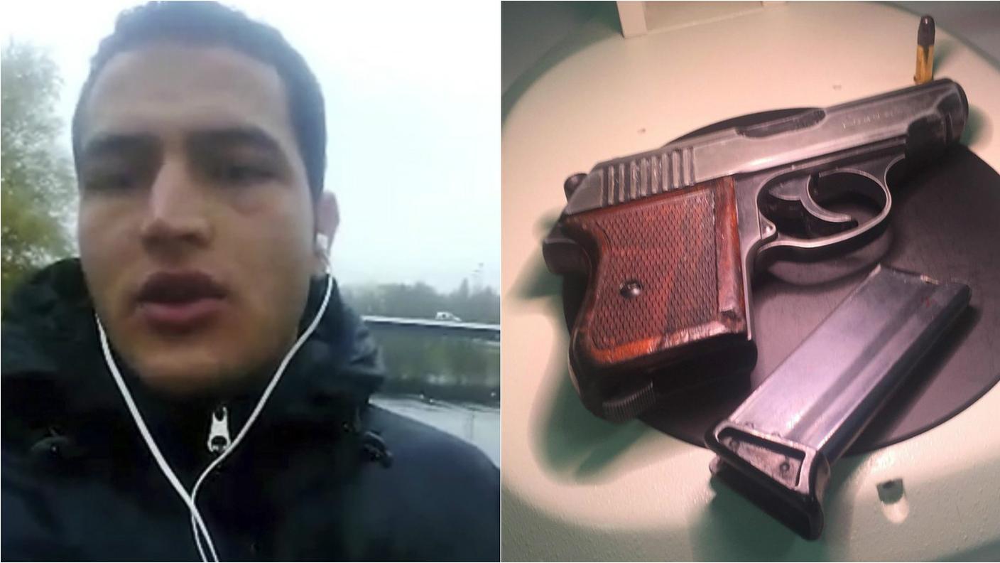 Anis Amri e la pistola di cui è stato trovato in possesso