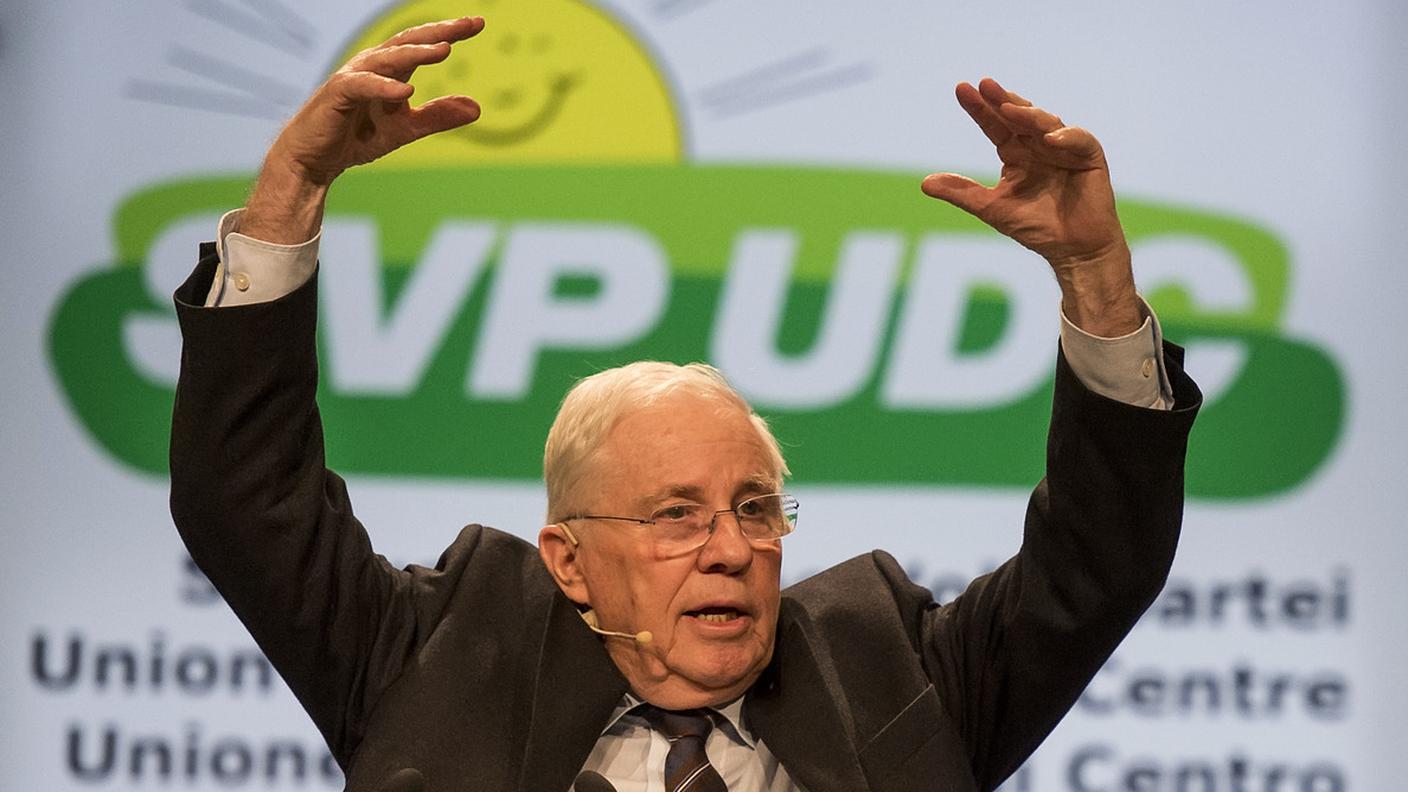 Christoph Blocher durante il suo intervento