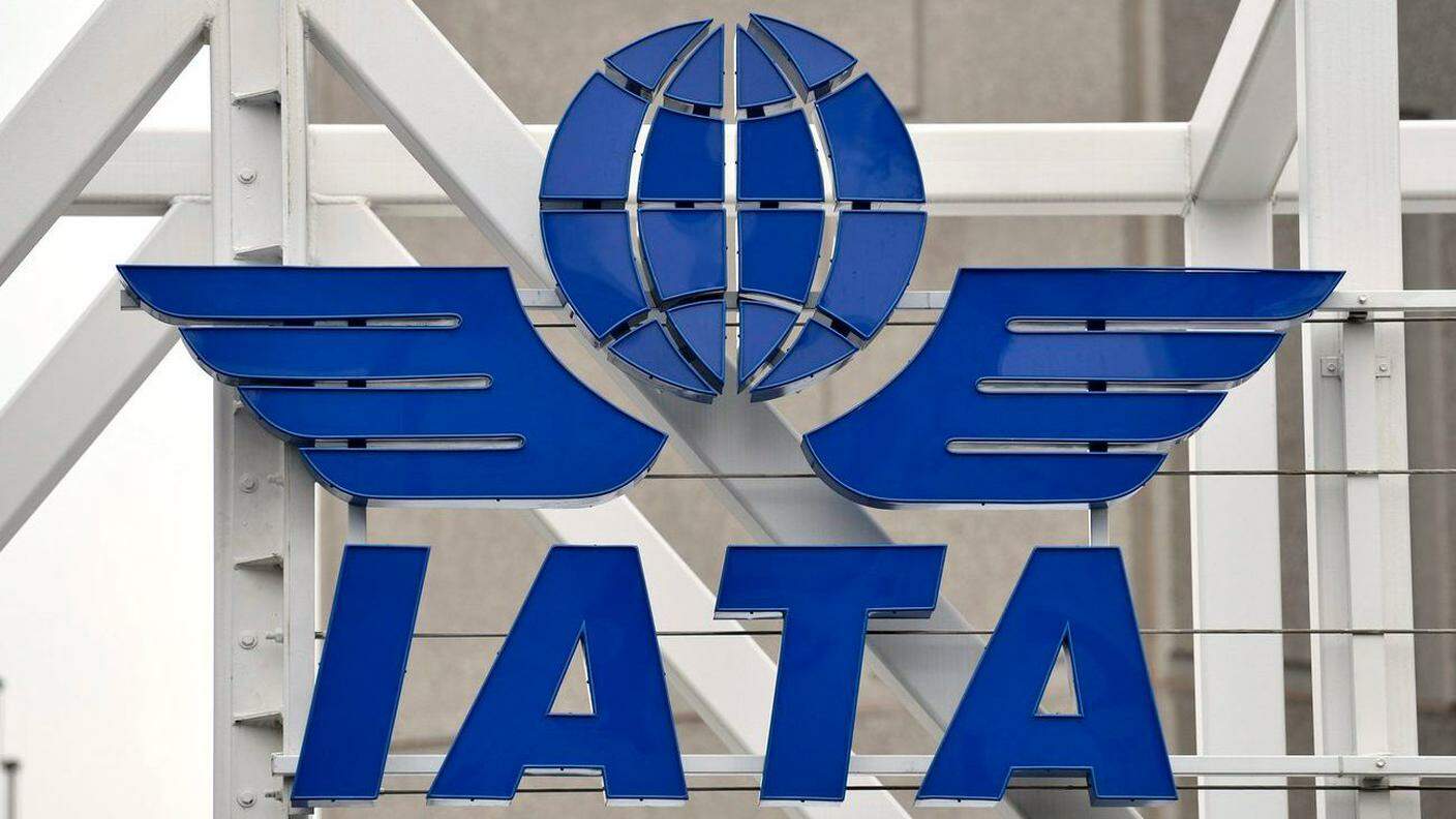 Il logo della IATA a Ginevra
