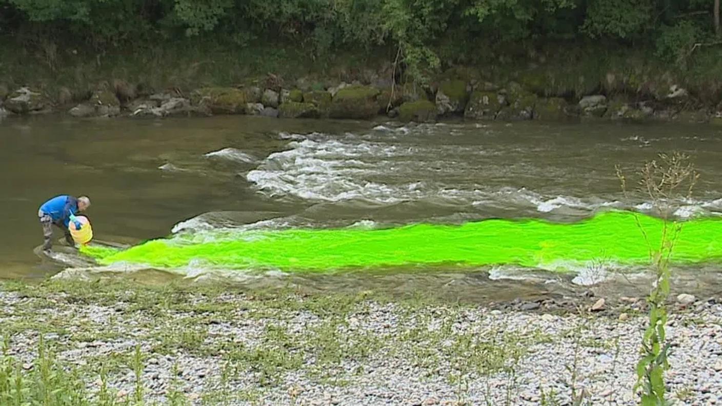 Nel fiume è stata versata l'uranina, un colorante innocuo per l'uomo e l'ambiente