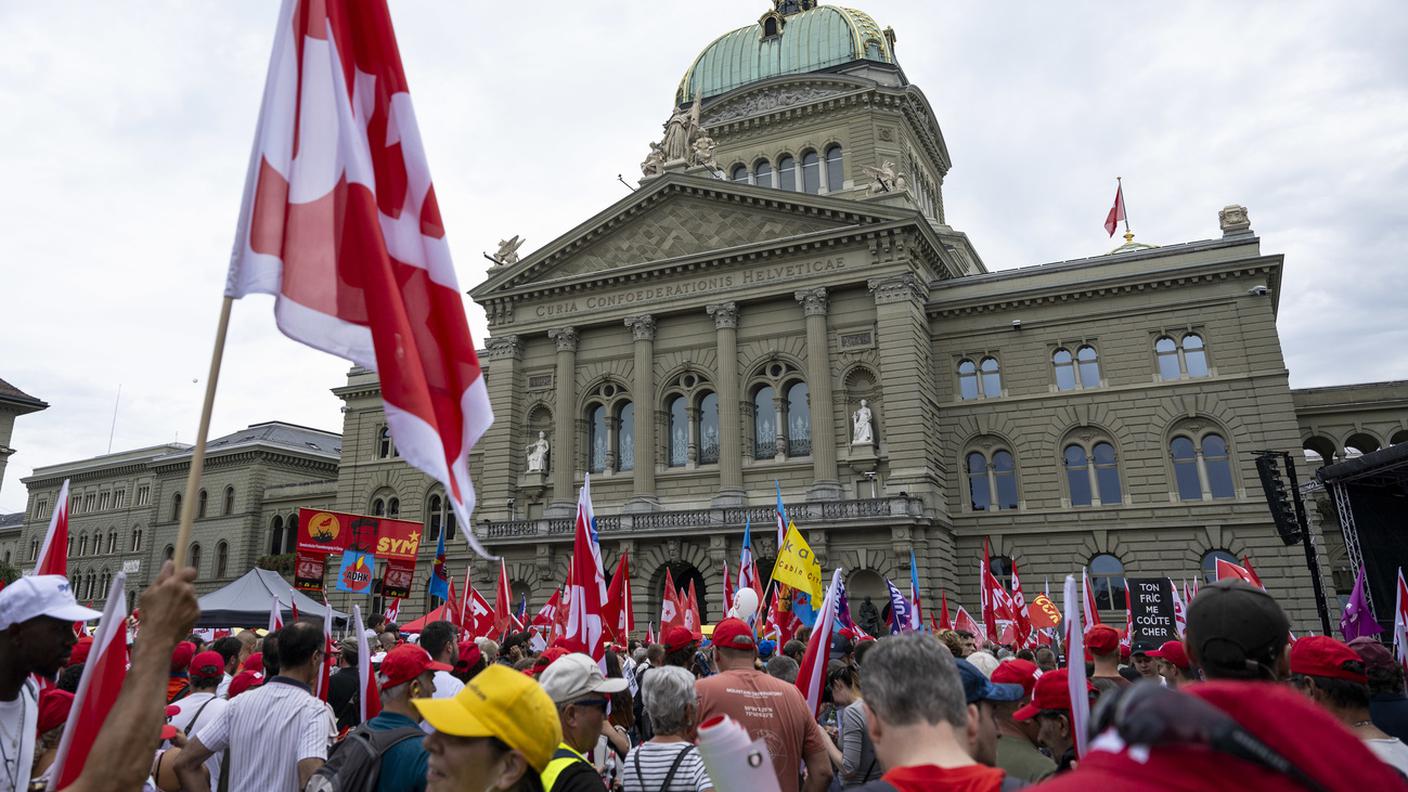 Manifestazione sindacati Berna
