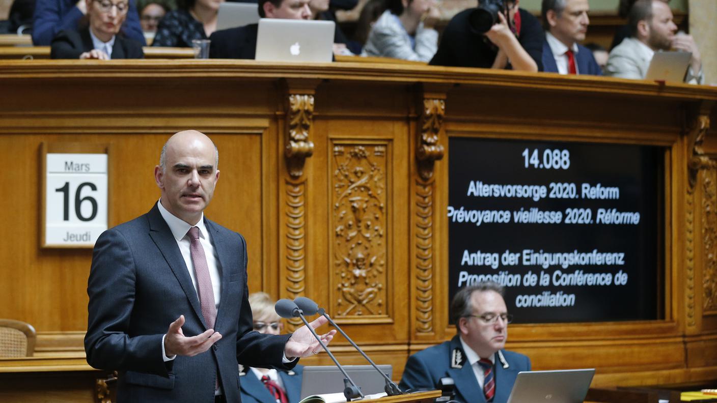 Soddisfazione per Alain Berset, qui nel suo intervento prima del voto