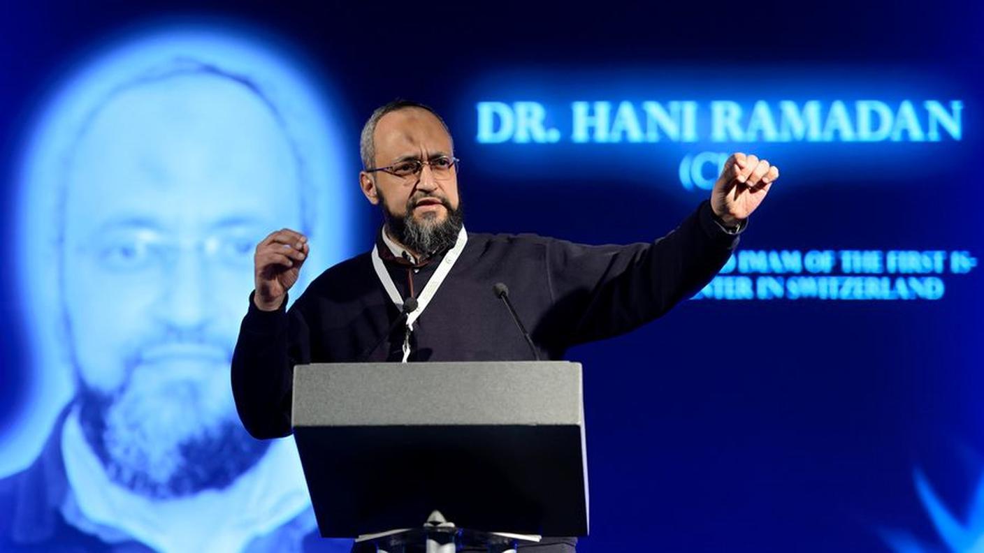 Hani Ramadan durante una conferenza del Consiglio centrale islamico svizzero nel 2013
