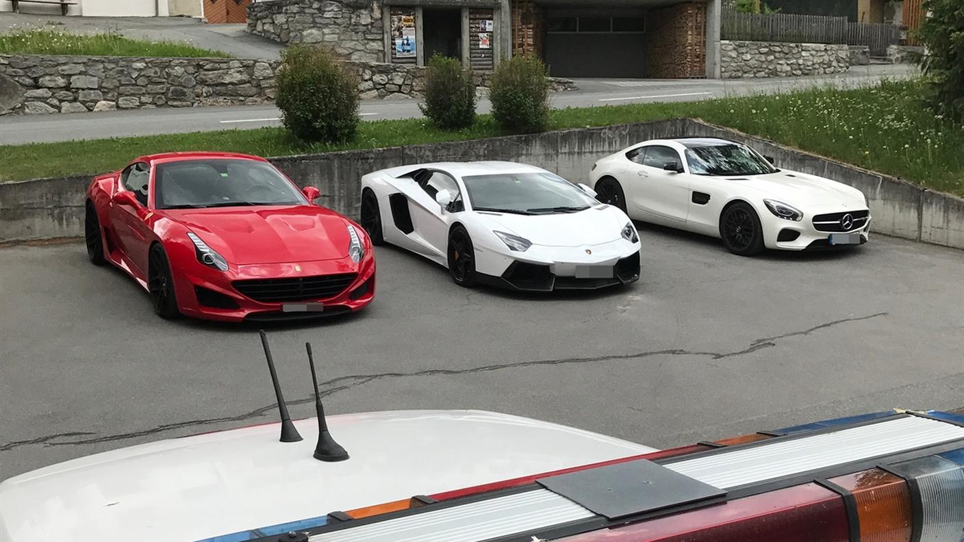 Le tre supercar utilizzate dagli australiani e bloccate dalla polizia grigionese