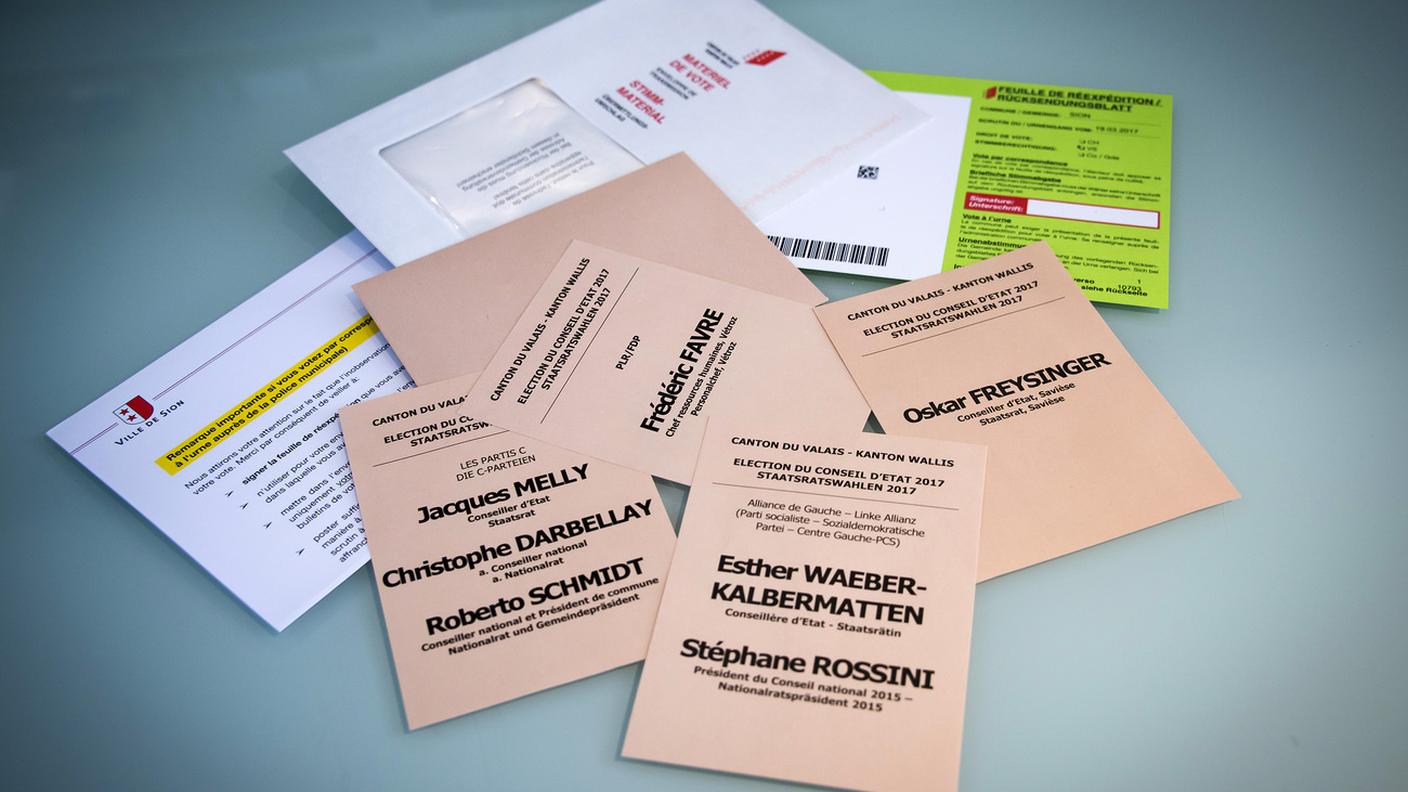 Schede elettorali delle recenti elezioni in Vallese