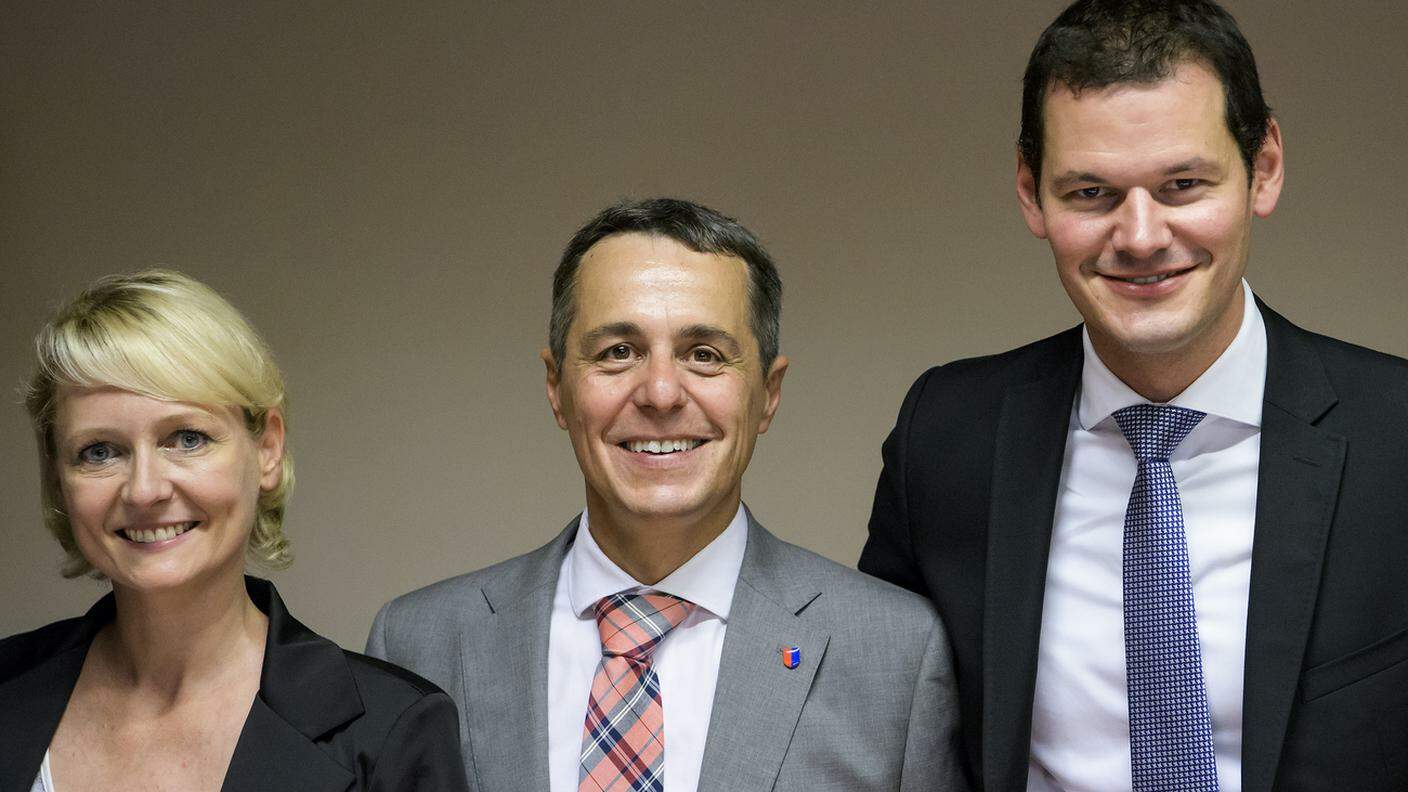 I tre candidati al Governo: il solo Pierre Maudet ha ancora due nazionalità, oltre a quella svizzera anche quella francese