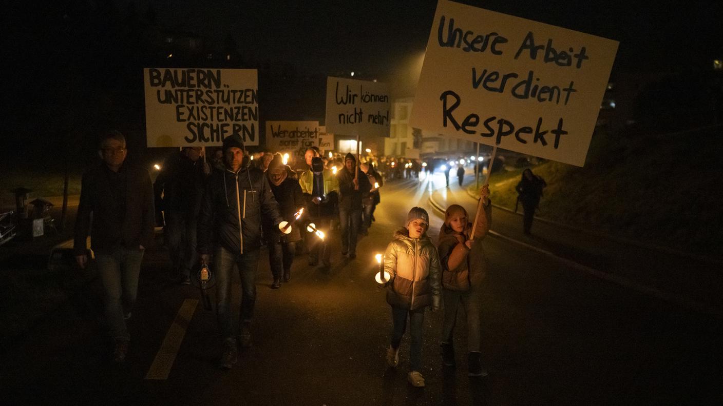 La marcia dei contadini ad Affoltern am Albis