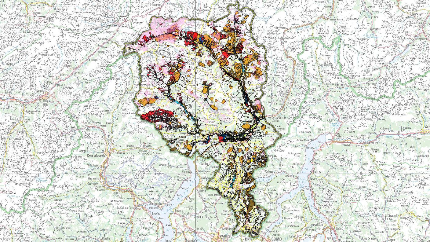 La mappa dei pericoli naturali in Ticino