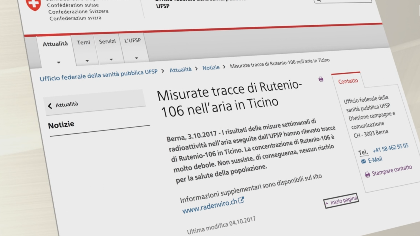 La segnalazione nei giorni scorsi, da parte dell'Ufficio federale della sanità pubblica